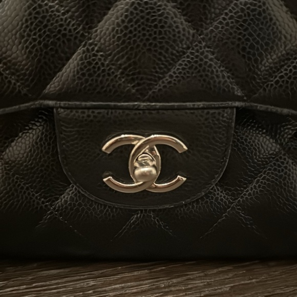 Classic Black Caviar Double Flap Chanel Jumbo - Picture 5 of 9
